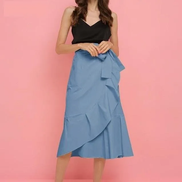 Sexy Ruffled Party High Waist Mid-Calf Skirt