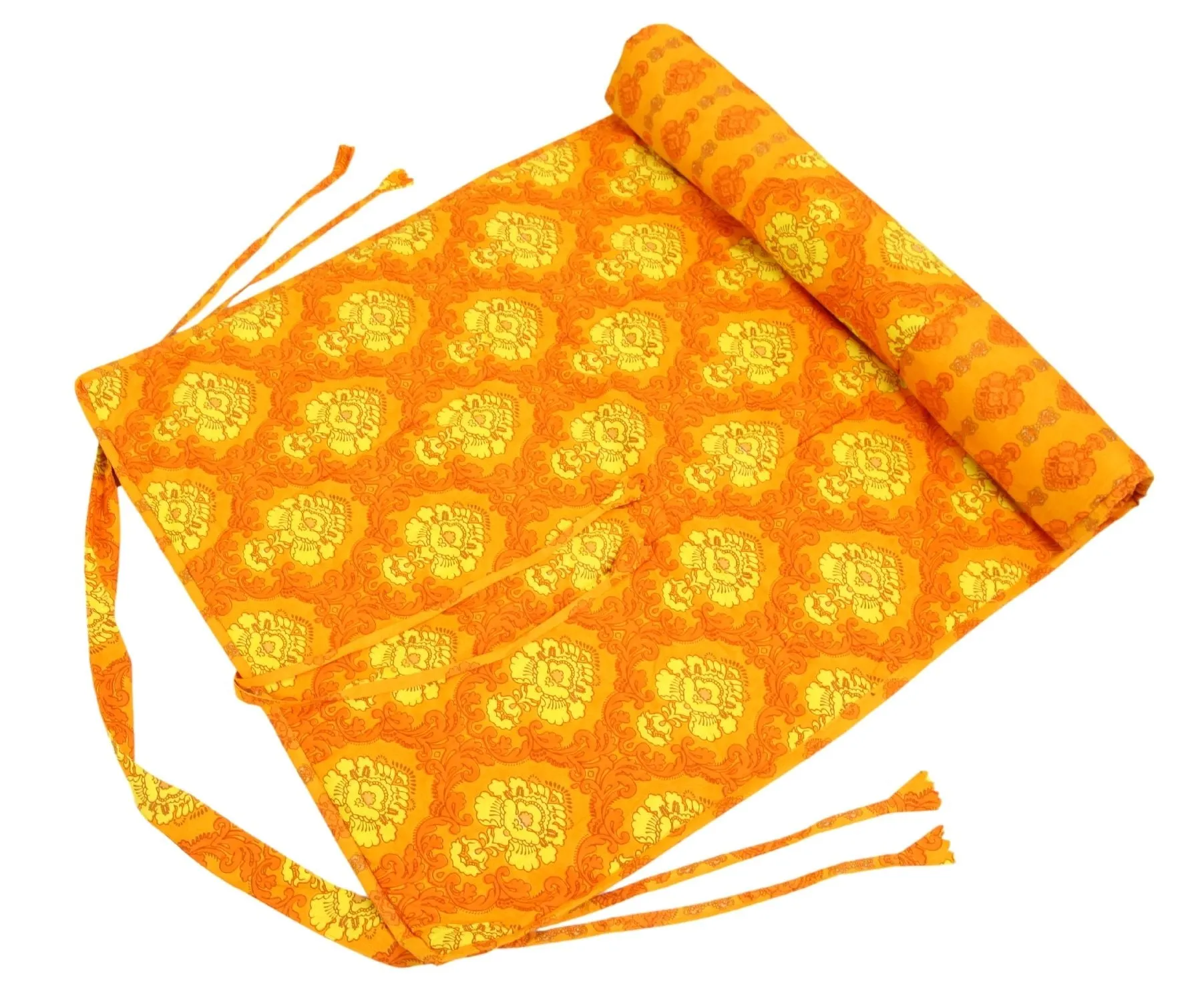 ShalinIndia Yogamat For Women And Girls Cotton Printed Reversible Cushioned,YMT01-1451,Yellow,70X30 Inch