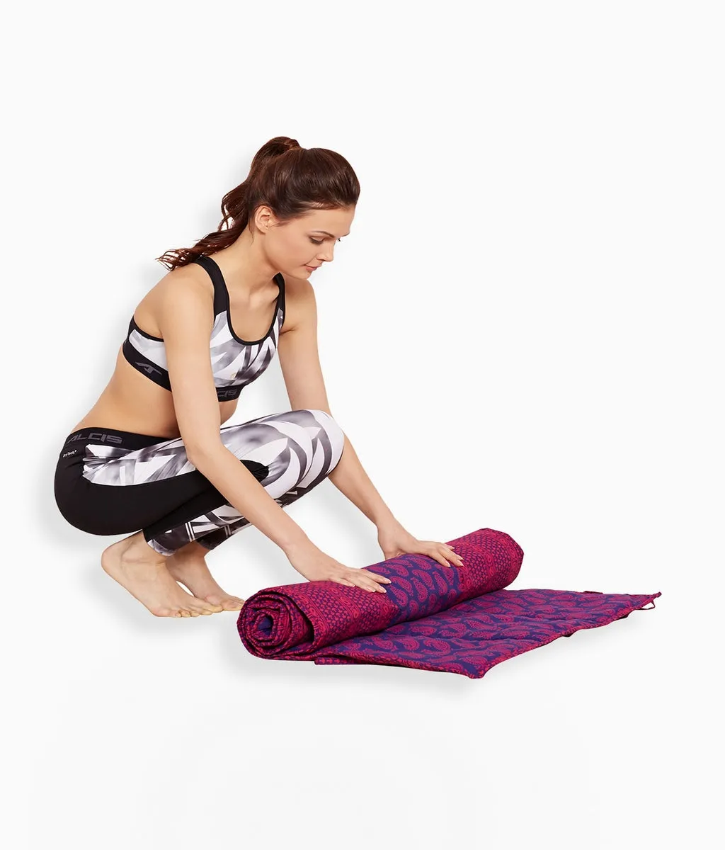 ShalinIndia Yogamat For Women And Girls Cotton Printed Reversible Cushioned,YMT02-2601,Purple,70X30 Inch