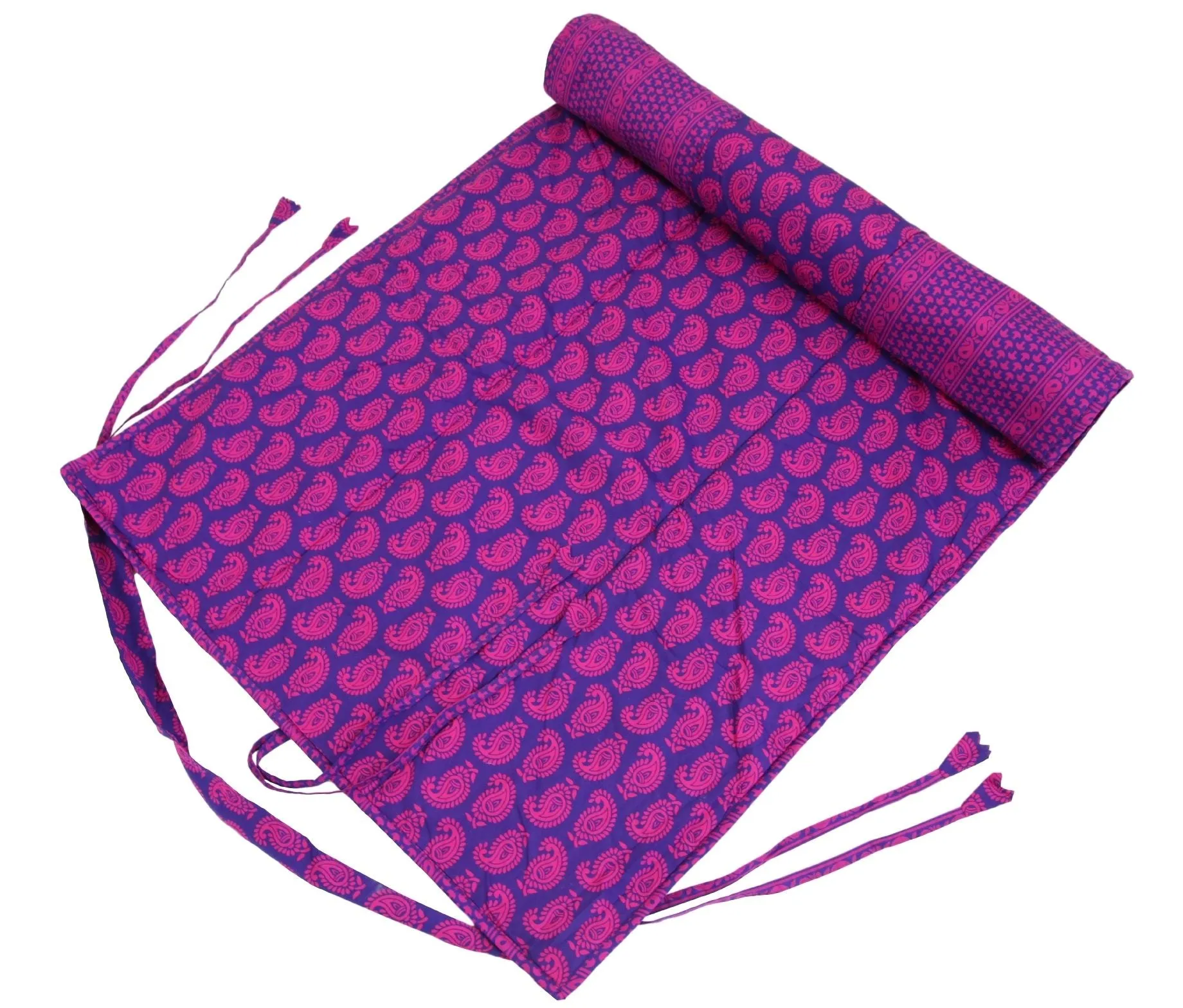 ShalinIndia Yogamat For Women And Girls Cotton Printed Reversible Cushioned,YMT02-2601,Purple,70X30 Inch