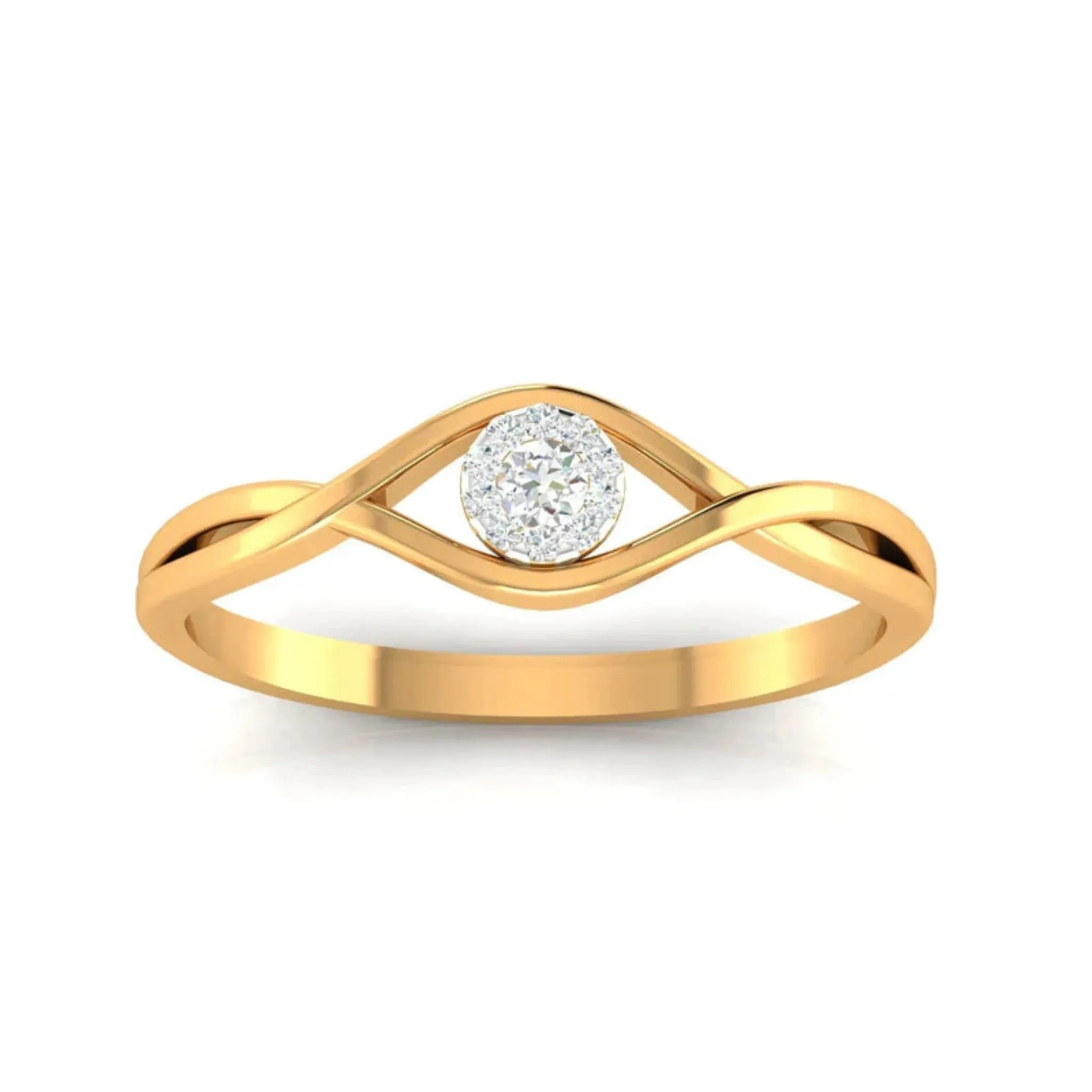 Silver Yellow Gold Adjustable Floral Crossover Ring for Women