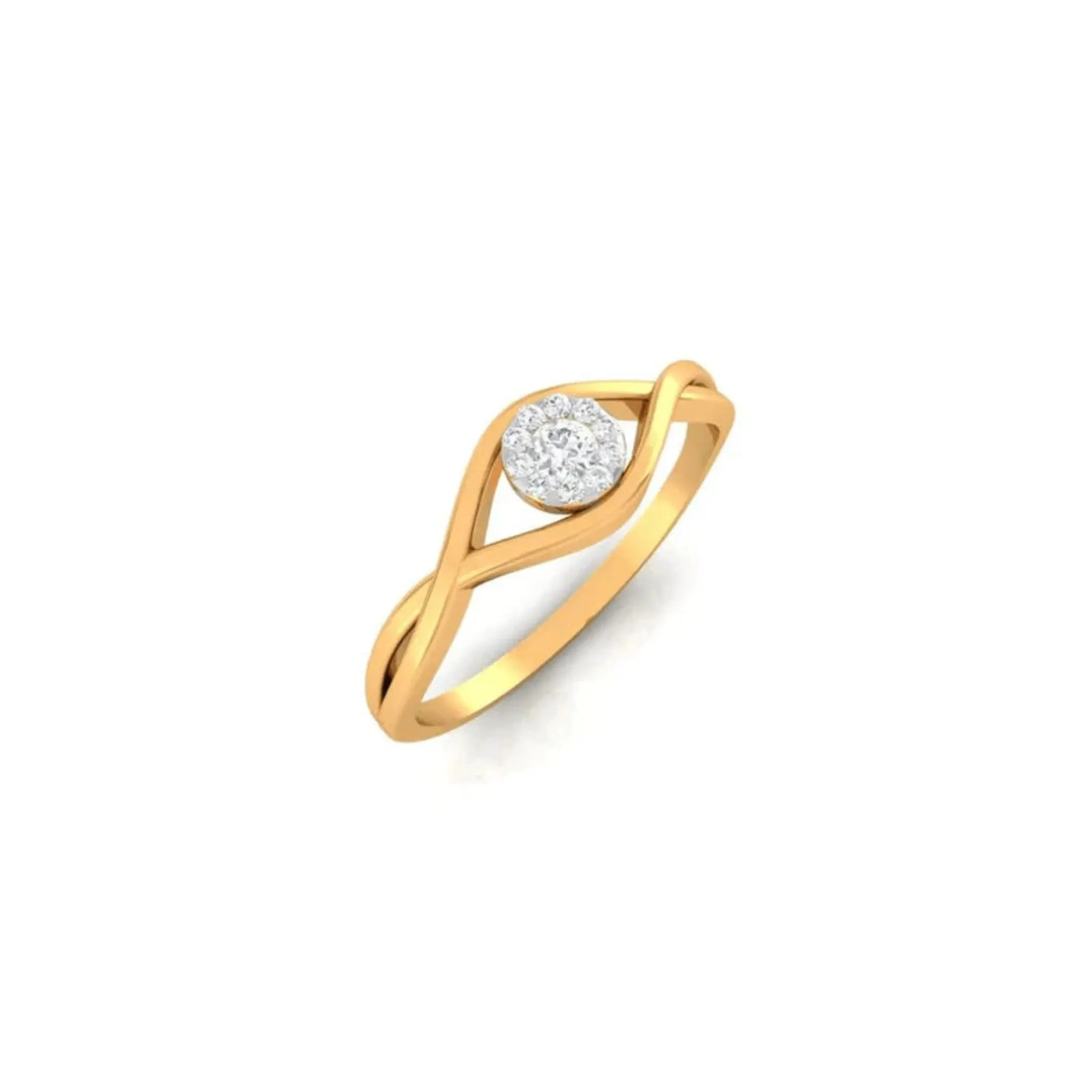 Silver Yellow Gold Adjustable Floral Crossover Ring for Women