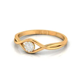 Silver Yellow Gold Adjustable Floral Crossover Ring for Women