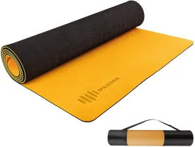 SPACEZHUA TPE Yoga Mat - Non Slip Fitness Mat w/Alignment Marks & Carrying Straps, Double-Sided Workout Equipment for Women Men Kids, Exercise Mats Stretching for Yoga, Pilates Floor and Home Workouts