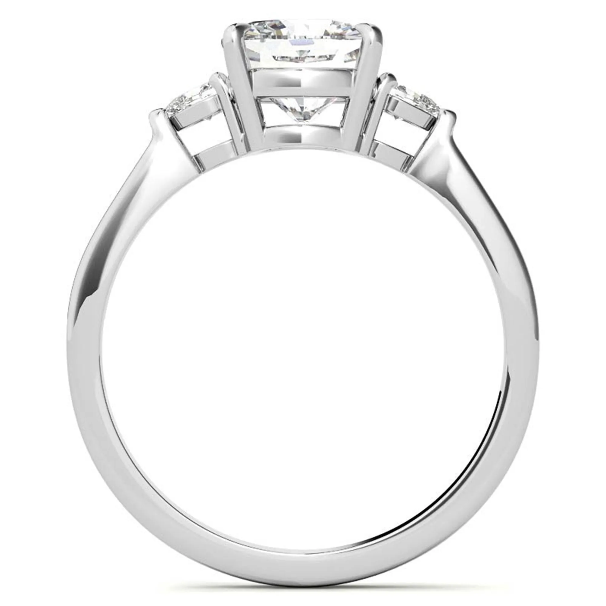 Sterling Silver Cushion-Cut With Two Pear-Shaped  Adjustable Engagement White Gold Ring For Woman