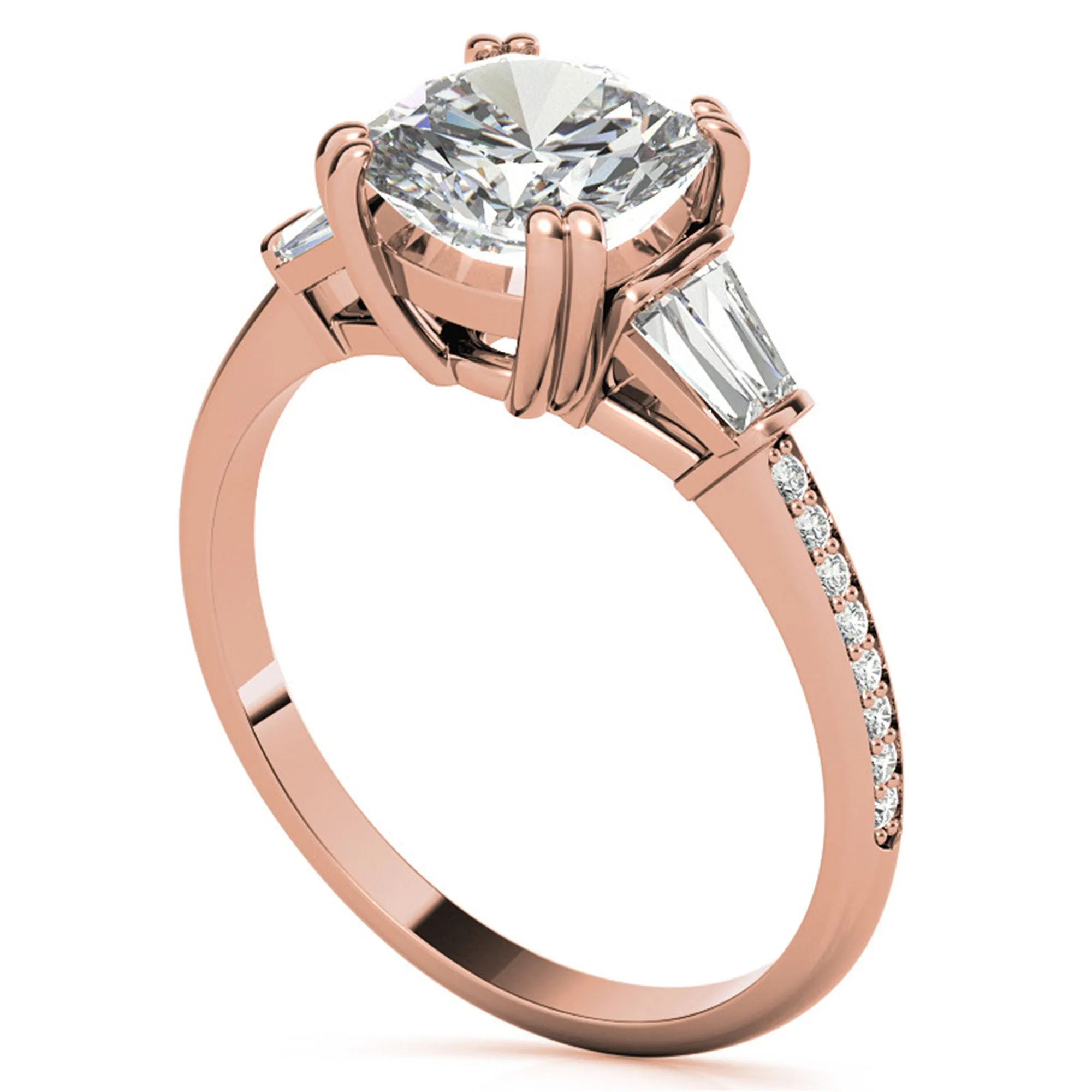 Sterling Silver Oval-Cut Three-Stone  Adjustable Engagement Rose Gold Ring For Woman