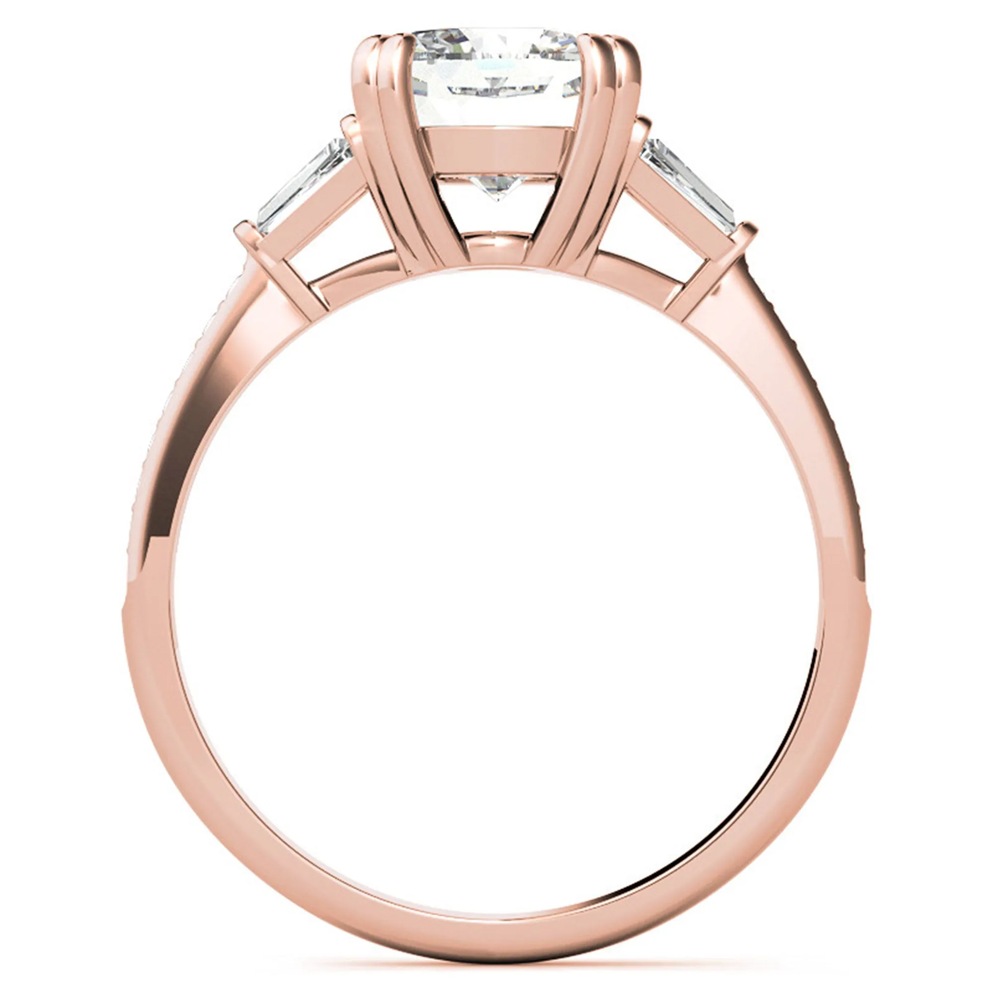 Sterling Silver Oval-Cut Three-Stone  Adjustable Engagement Rose Gold Ring For Woman