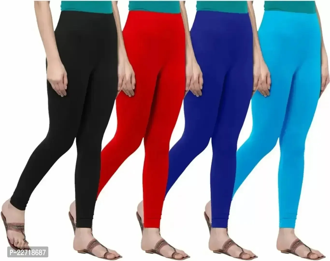 Stylish Fancy Designer Viscose Lycra Solid Leggings For Women Pack Of 4