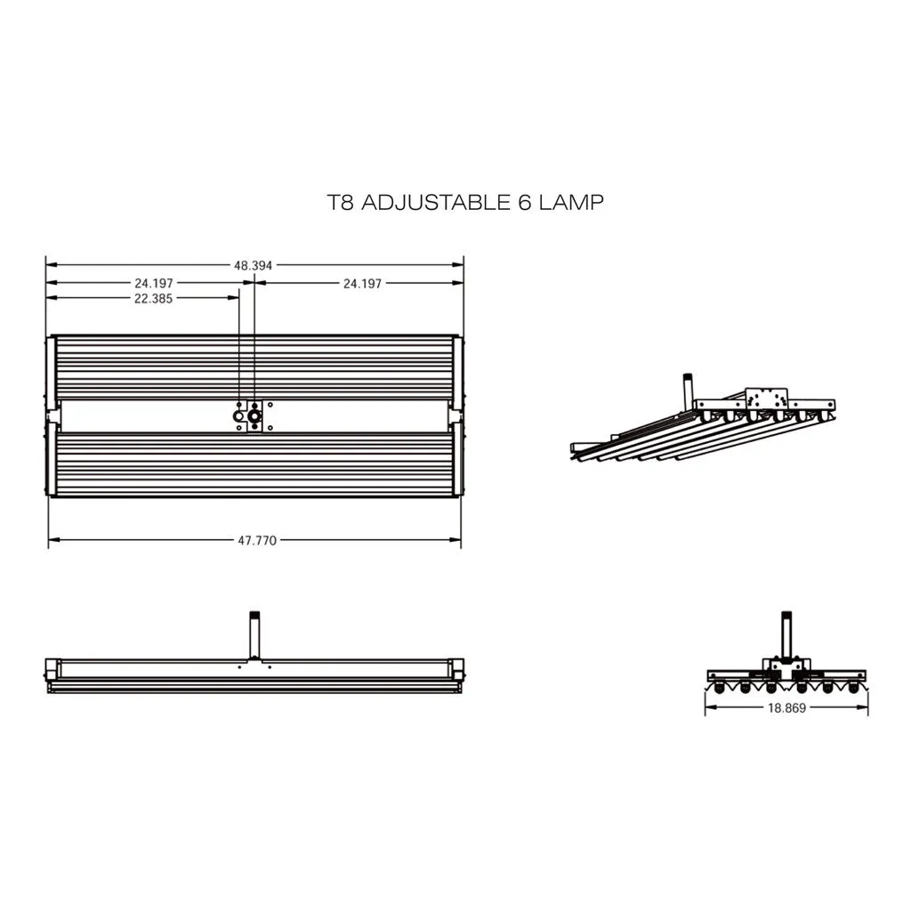 T8 FLUORESCENT ADJUSTABLE 4, 6 & 8 LAMP LINEAR LIGHTING FIXTURES