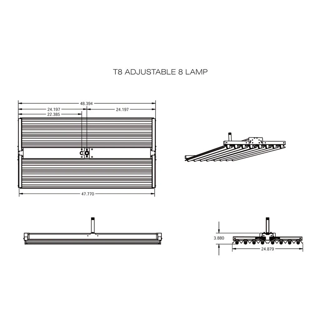 T8 FLUORESCENT ADJUSTABLE 4, 6 & 8 LAMP LINEAR LIGHTING FIXTURES