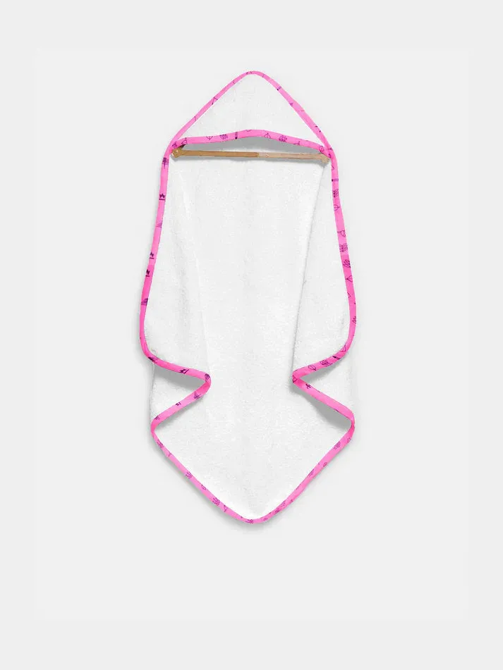 The Baby Atelier 100% Organic Pink Line Drawing Organic Hooded Towel Set