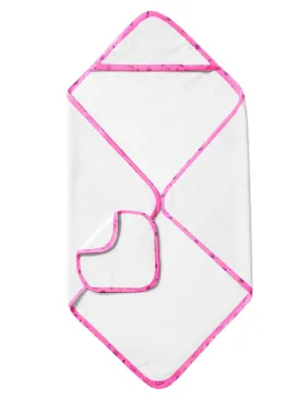 The Baby Atelier 100% Organic Pink Line Drawing Organic Hooded Towel Set