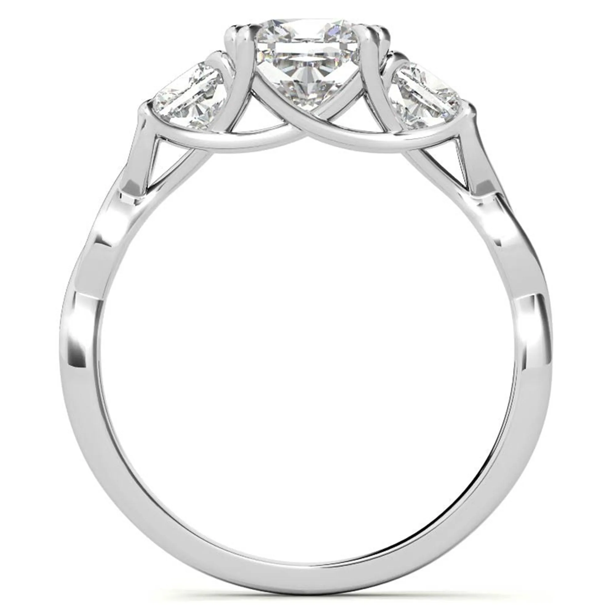 Three-Stone Cushion-Cut White Gold Adjustable Sterling Silver Engagement Ring For Women