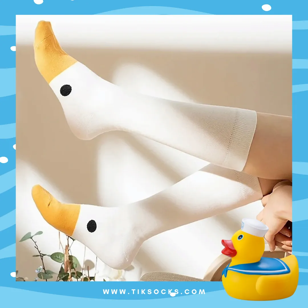 TikSocks|Fun Socks-White Duck Socks