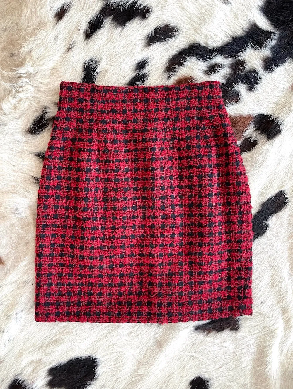 Too Cool for School Vintage 90s Red and Black Checkered Textured Mini Skirt