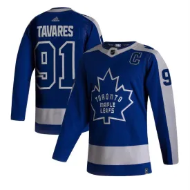 Toronto Maple Leafs John Tavares adidas Blue 2020/21 - Reverse Retro Player Jersey - Men's