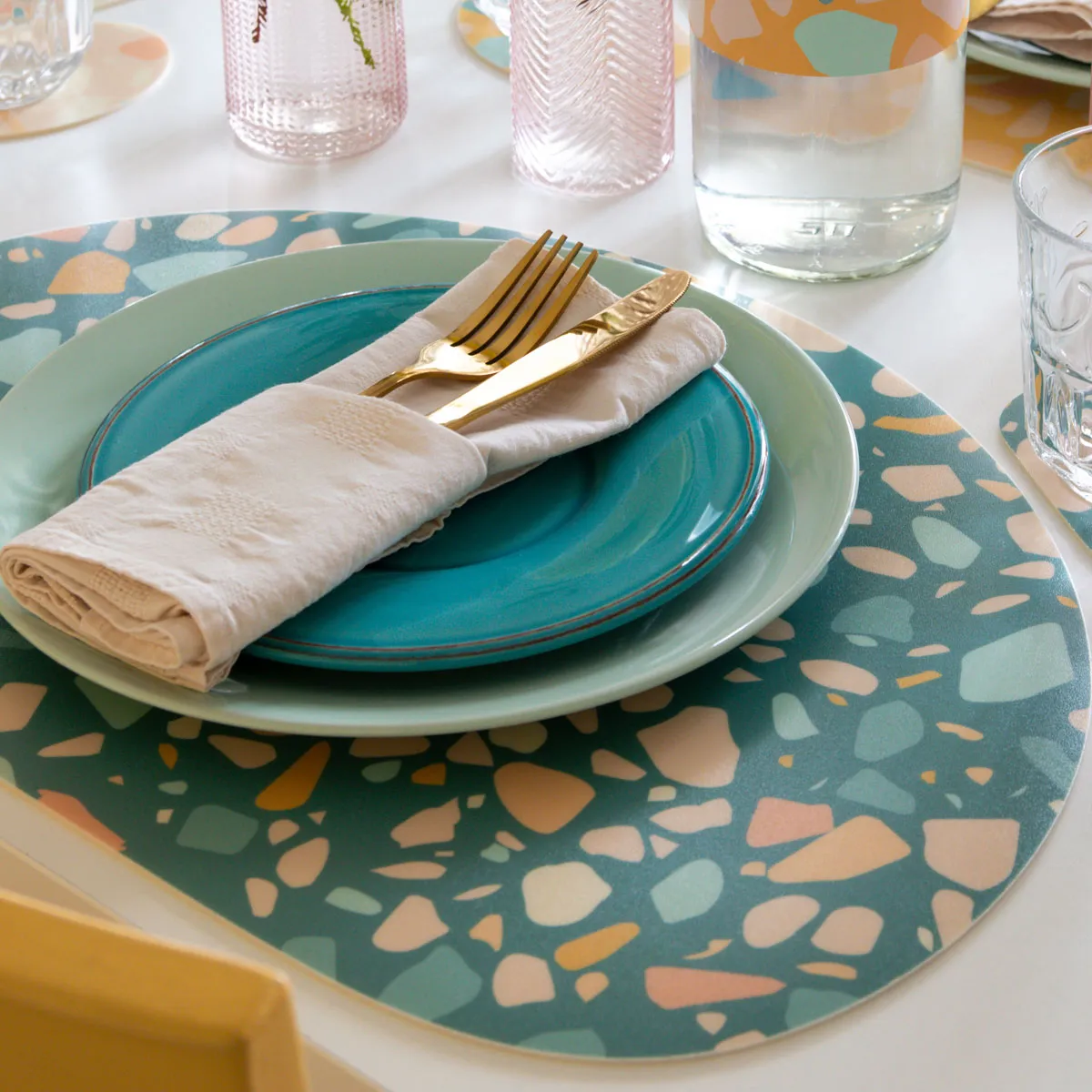 Tovaglietta in Vinile Colorful Terrazzo - Blush