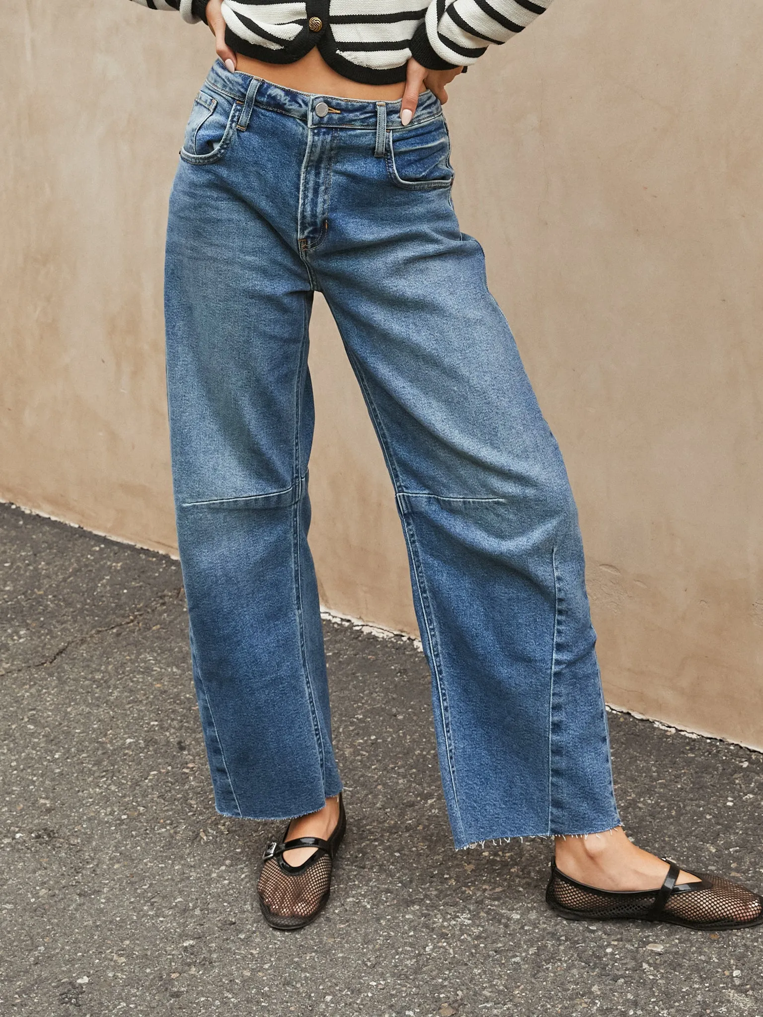 Trendsetter Barrel Jeans in Med Wash