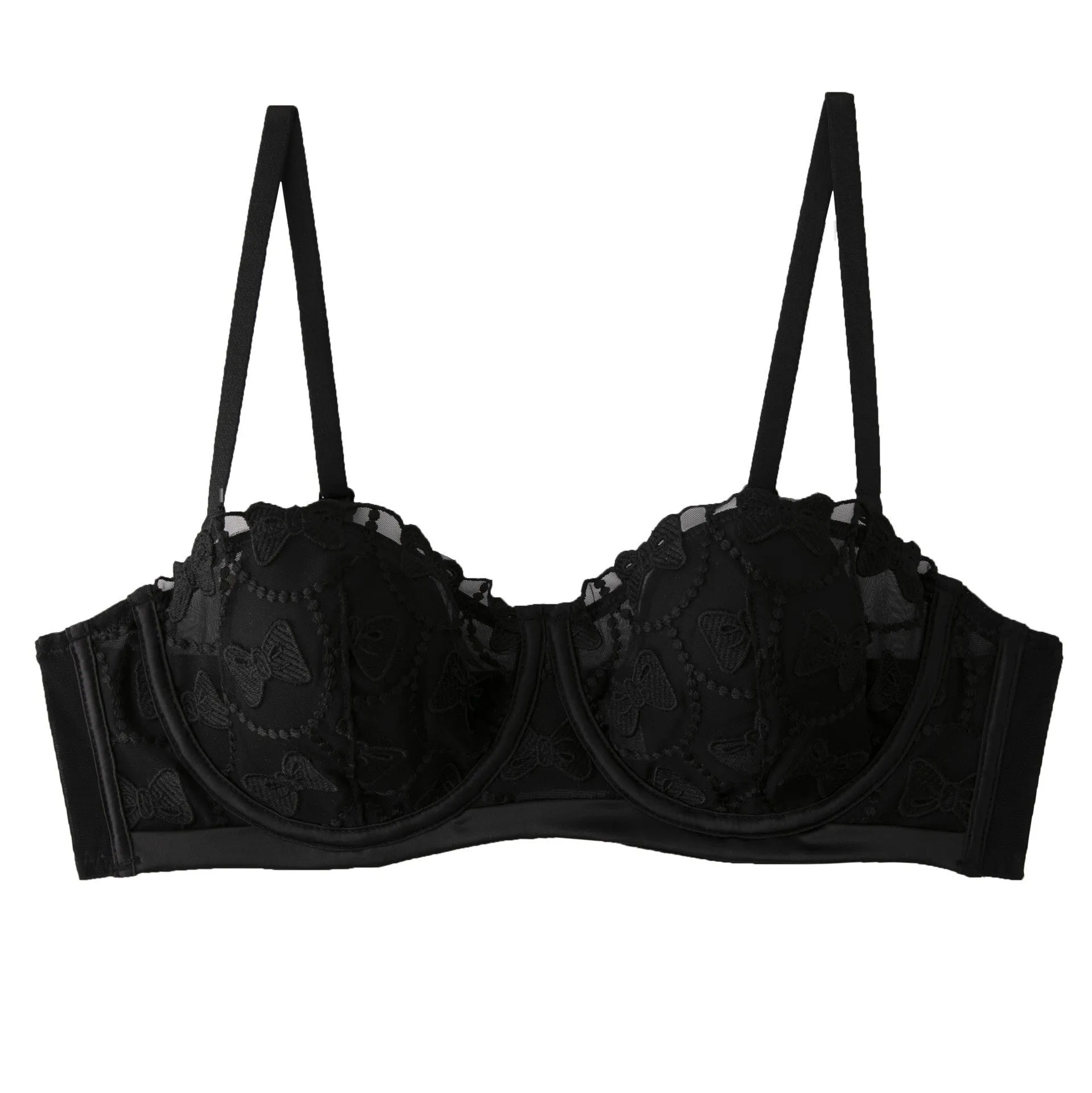 Underwear women's rabbit ears 2024 thin style big chest showing small chest sexy lace bra