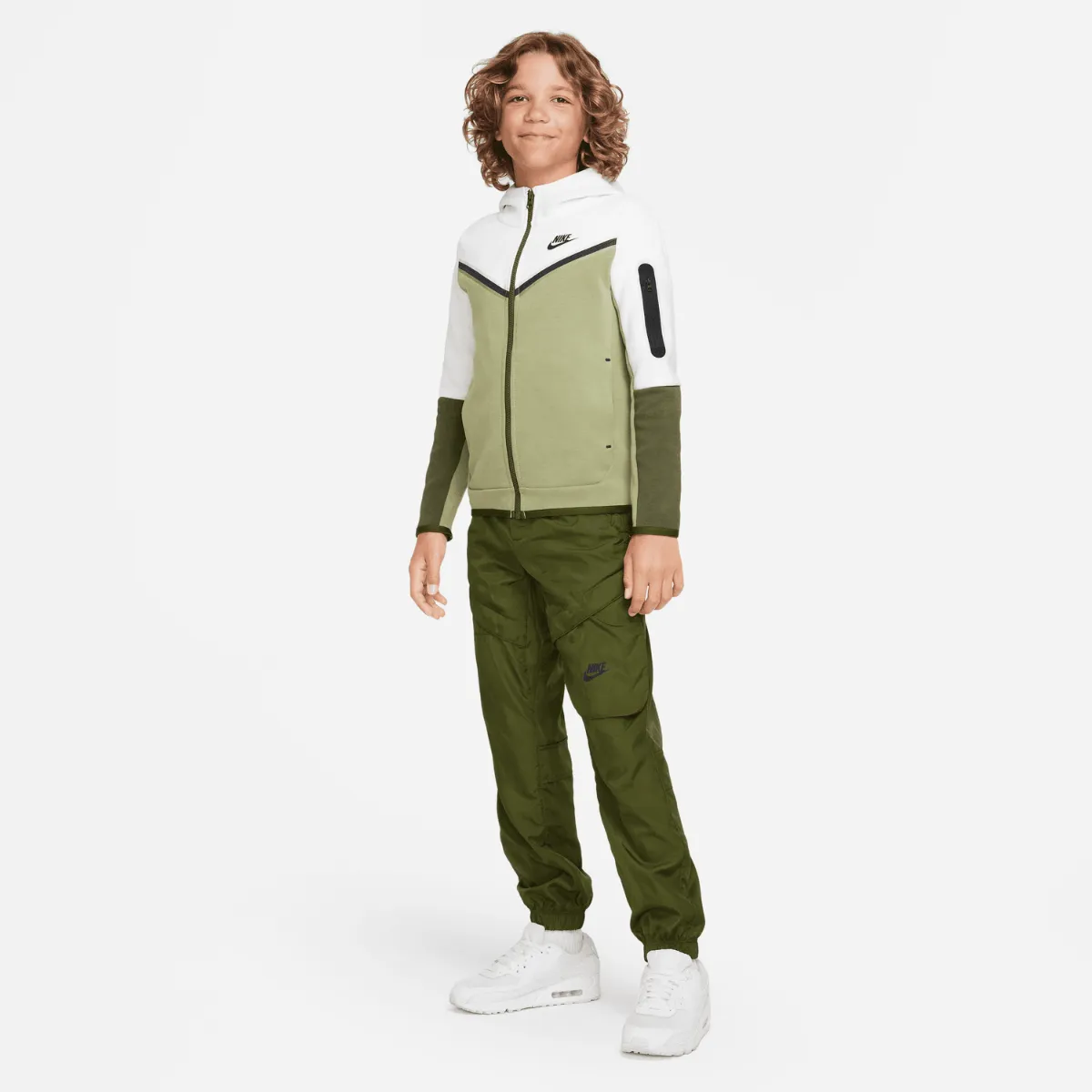 Veste Nike Tech Fleece Junior - Kaki/Blanc/Noir