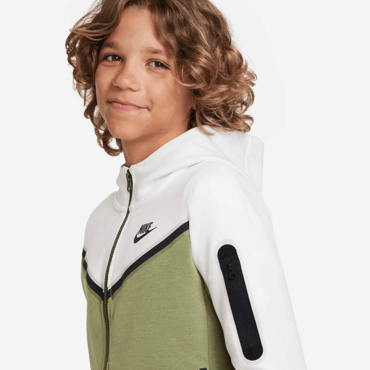 Veste Nike Tech Fleece Junior - Kaki/Blanc/Noir