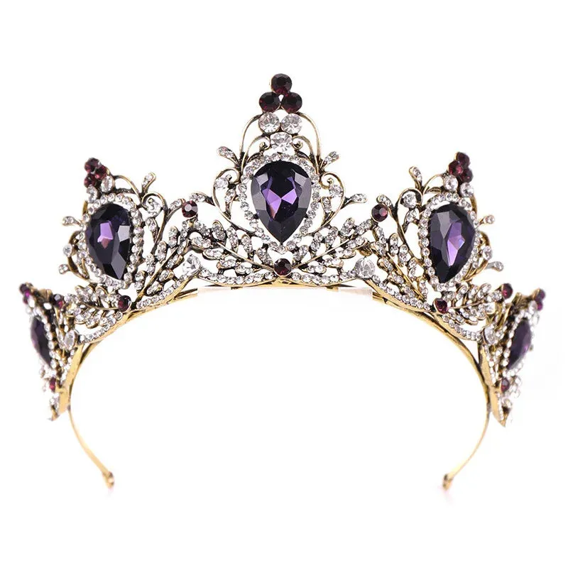 Vintage Charming Purple Crystal Bridal Crown Tiara Hair Accessory