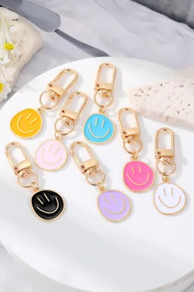 White Cute Smiley Face Pendant Keychain