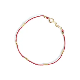 Wrapped Wire Silk Bracelet | Red, Gold