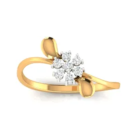 Yellow Gold Plated Adjustable Floral Silver Accent Petal Ring For Women