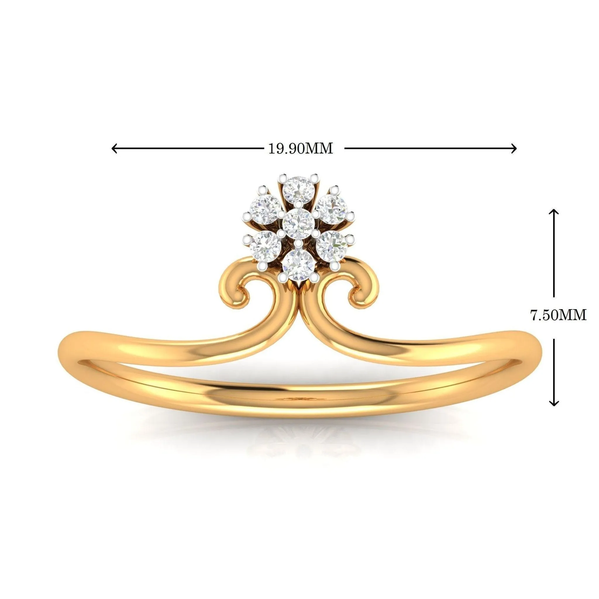 Yellow Gold Plated Adjustable Flower Silver Stunning Ring For Women