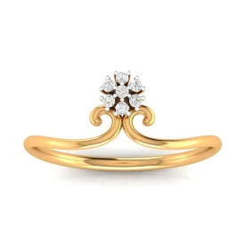 Yellow Gold Plated Adjustable Flower Silver Stunning Ring For Women