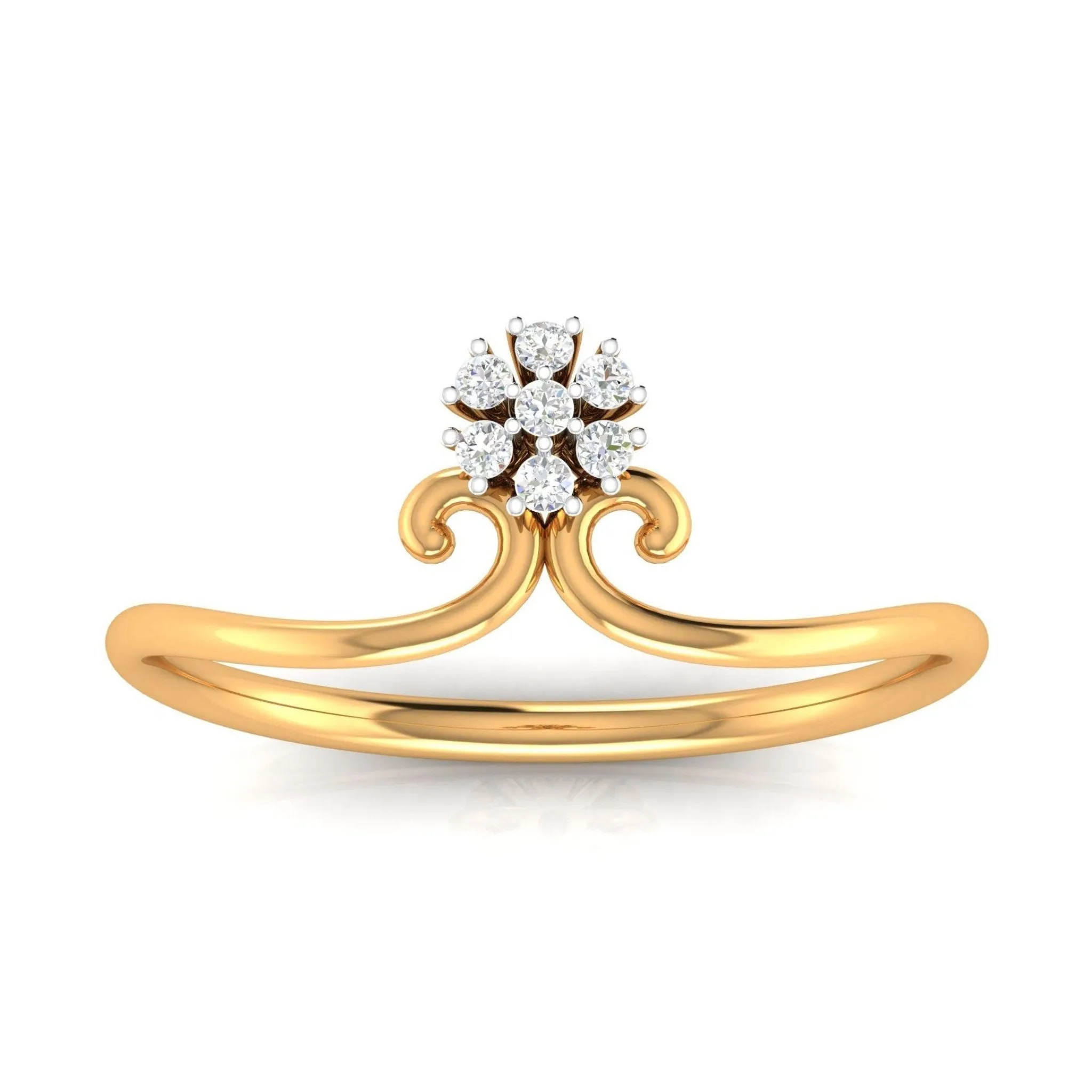 Yellow Gold Plated Adjustable Flower Silver Stunning Ring For Women