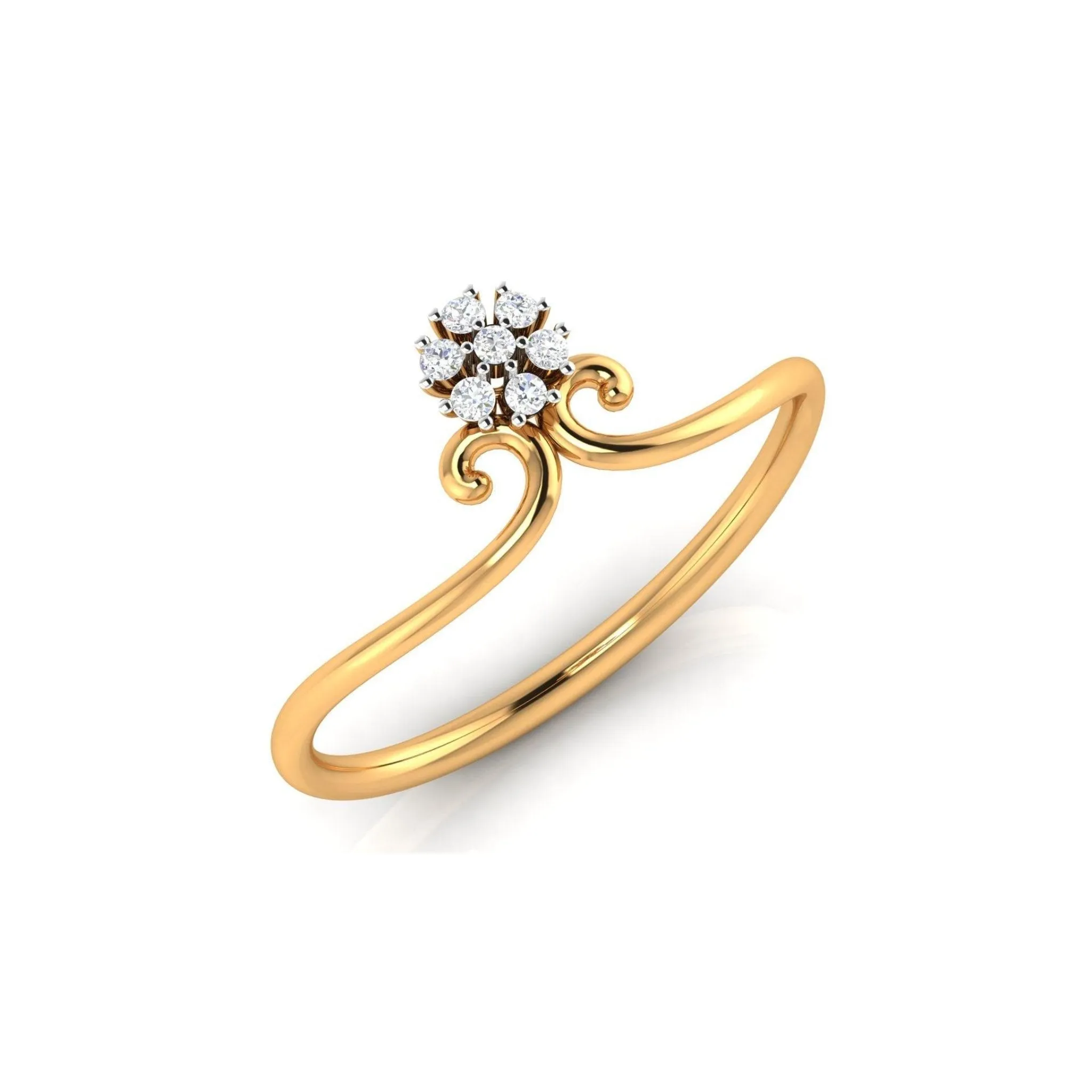 Yellow Gold Plated Adjustable Flower Silver Stunning Ring For Women